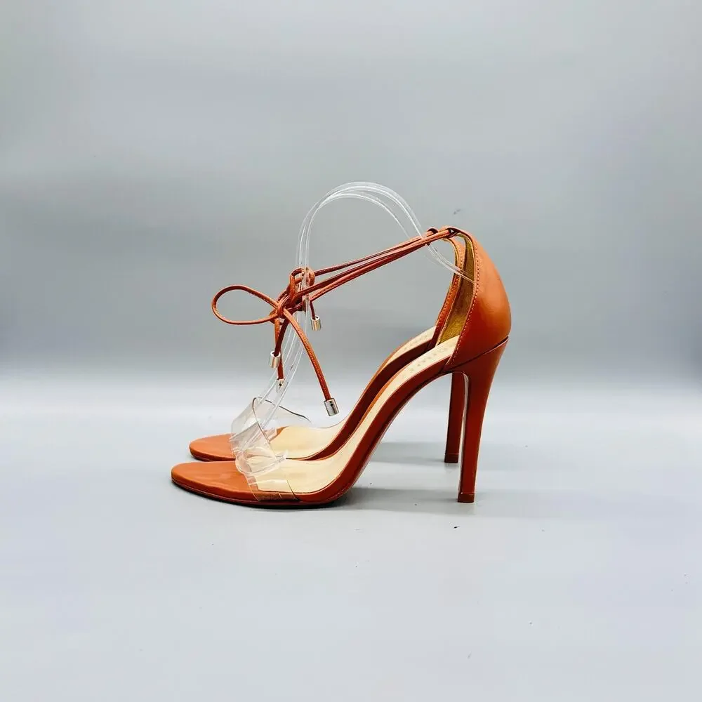 Schutz Shoes Womens 8.5 Brown Leather Strappy Lace Up Josseana Stiletto Heels